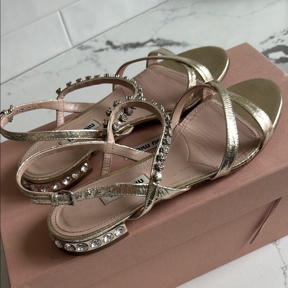 Miu Miu Gold Women's Sandals - Picture 2 of 5